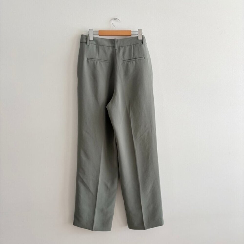 Aritzia The Effortless Pant Crepette High Rise Wide Leg Crepe Trouser Grey 10 - Picture 4 of 6